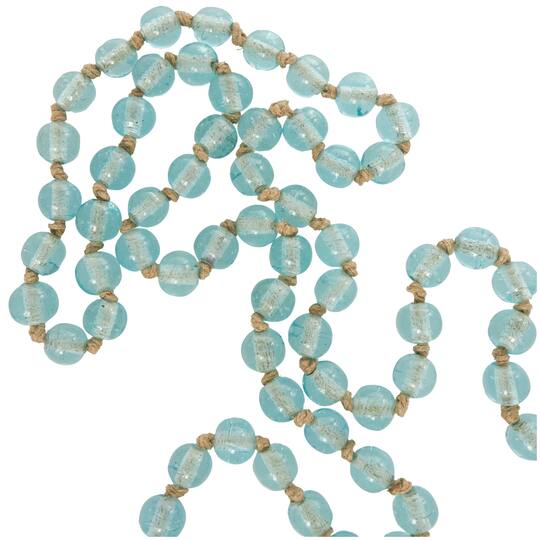 Ivory and Iris 87" Handmade Round Glass Beaded Garland with Jute Tassel